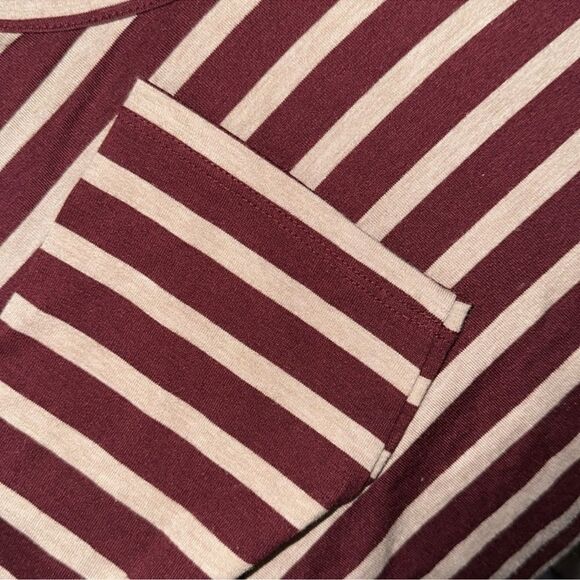 Motherhood M Burgundy Ivory Stripes Lace Inset Crew Top - Picture 5 of 9
